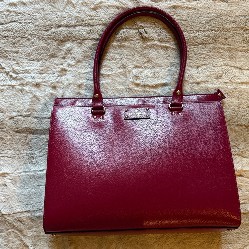 Kate Spade Elegant Burgundy Leather Tote Bag
